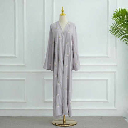 Eid Luxury Floral Embroidery Abaya Kimono Dubai Cardigan Muslim Party Dress Abayas for Women Turkish Islamic Clothes Kaftan Robe