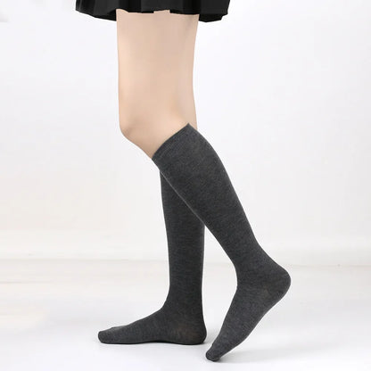 Middle Tube Sock Women Striped Knee High Ladies Japanese Harajuku College Style Cotton Summer Calf Sock Black White Female Gift