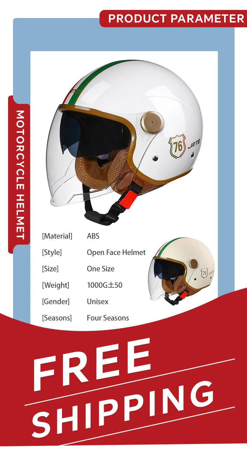 Daul Lens Open Face Motorcycle Helmets Retro Vintage Moto Jet Helmet Men Women DOT Unisex 3/4 Open Half Helm Cascos Para Motos