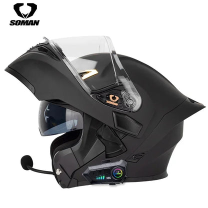 SOMAN Modular Helmet Flip Full Face Motorcycle Helmet Dual Visor Lens Racing Casco casque moto approved 오토바이핼멧