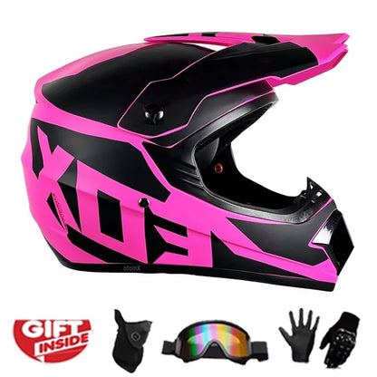 Kids Motocross Helmet Full-Face Kit - DOT & ECE Certified Motorcycle Helmet + Off-Road Goggles + Protective Gloves
