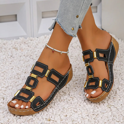 New Women Sandals Roman Style Sandals Women Open Toe Beach Slippers Summer Wedges Comfortable Outdoor Slip-On Shoes Women