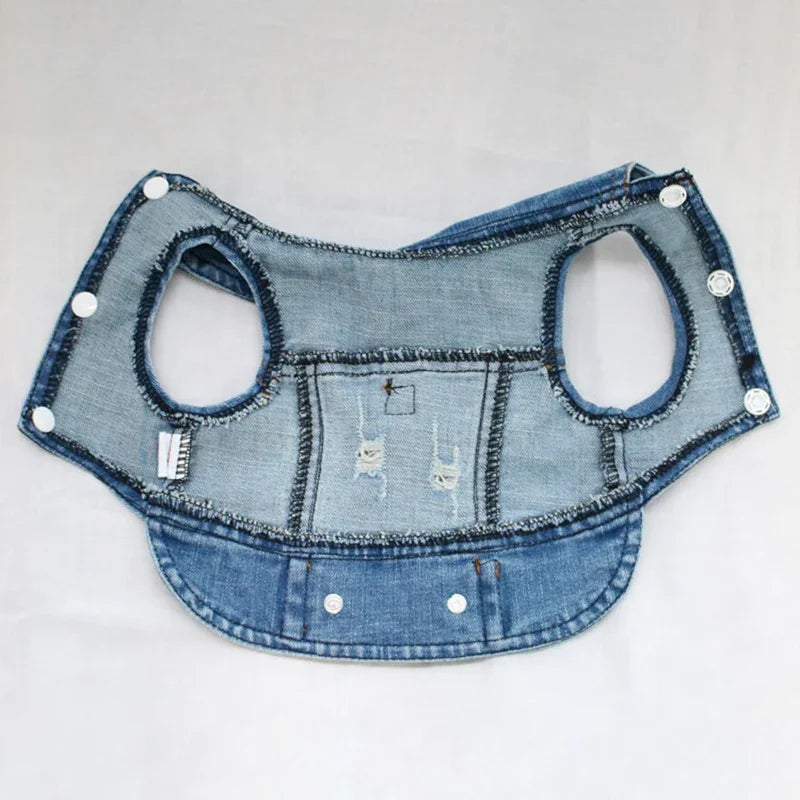 Cool Dog Jeans Jacket for Small Medium Dogs, Fashion Puppy Clothes for Chihuahua Yorkie Poodle Apparel