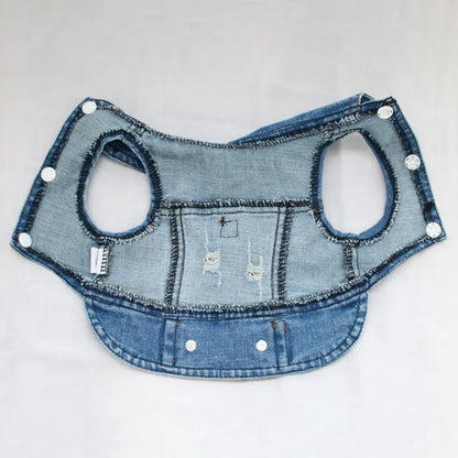 Cool Dog Jeans Jacket for Small Medium Dogs, Fashion Puppy Clothes for Chihuahua Yorkie Poodle Apparel