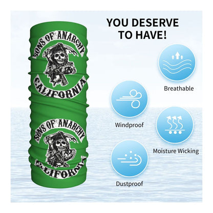 Custom 1 Percenter Essential Sons Bandana Neck Gaiter for Ski Camping Men Women Wrap Scarf TV Show Anarchy Headband Warmer