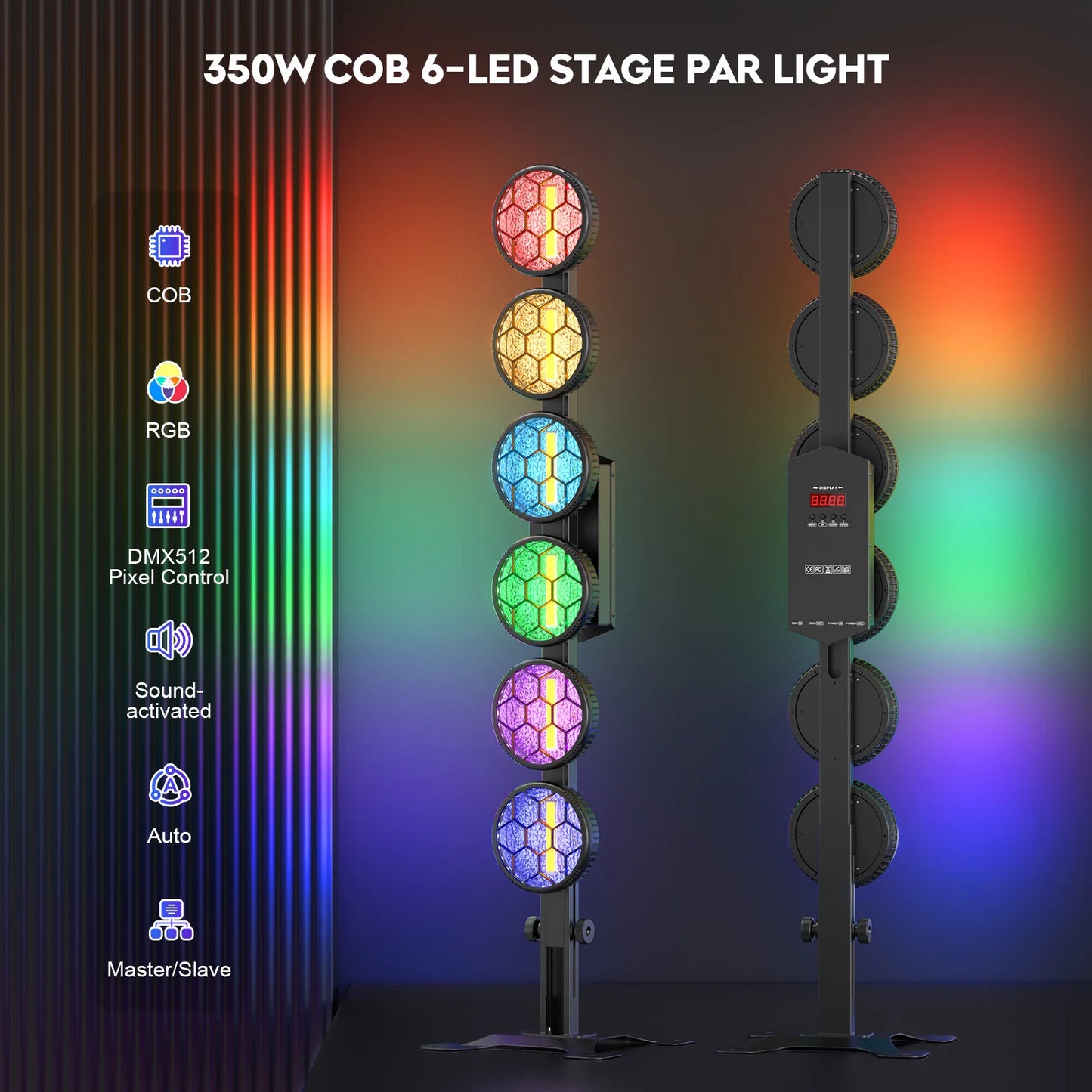 DayFlicker 350W 6-LED COB Linear Vintage Light Stage Light 1-20Hz Flash DMX512 15/33CH For DJ Concert Weddings Nightclub Dance