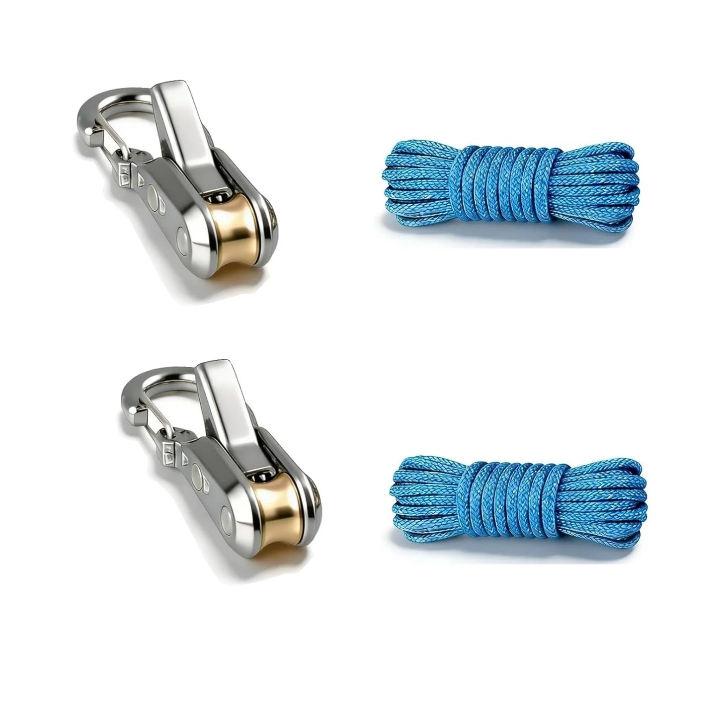 Heavy-duty rope lashing tools and tensioners, roller tensioners and adjustable buckles, with auxiliary ropes, ideal for camping