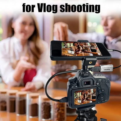 HDMI Adapter 4K Video Capture Card DSLR Video Camera Transmission Mobile Phone Screen Monitor Set for Vlog Youtuber Filmmaker