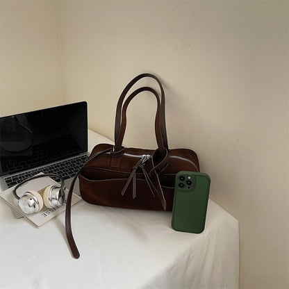 MOODS 2025 Autumn Latest Commute Shoulder Bags For Women PU Suede Pure Color Large Capacity Boston Bag Luxury Designer Handbags