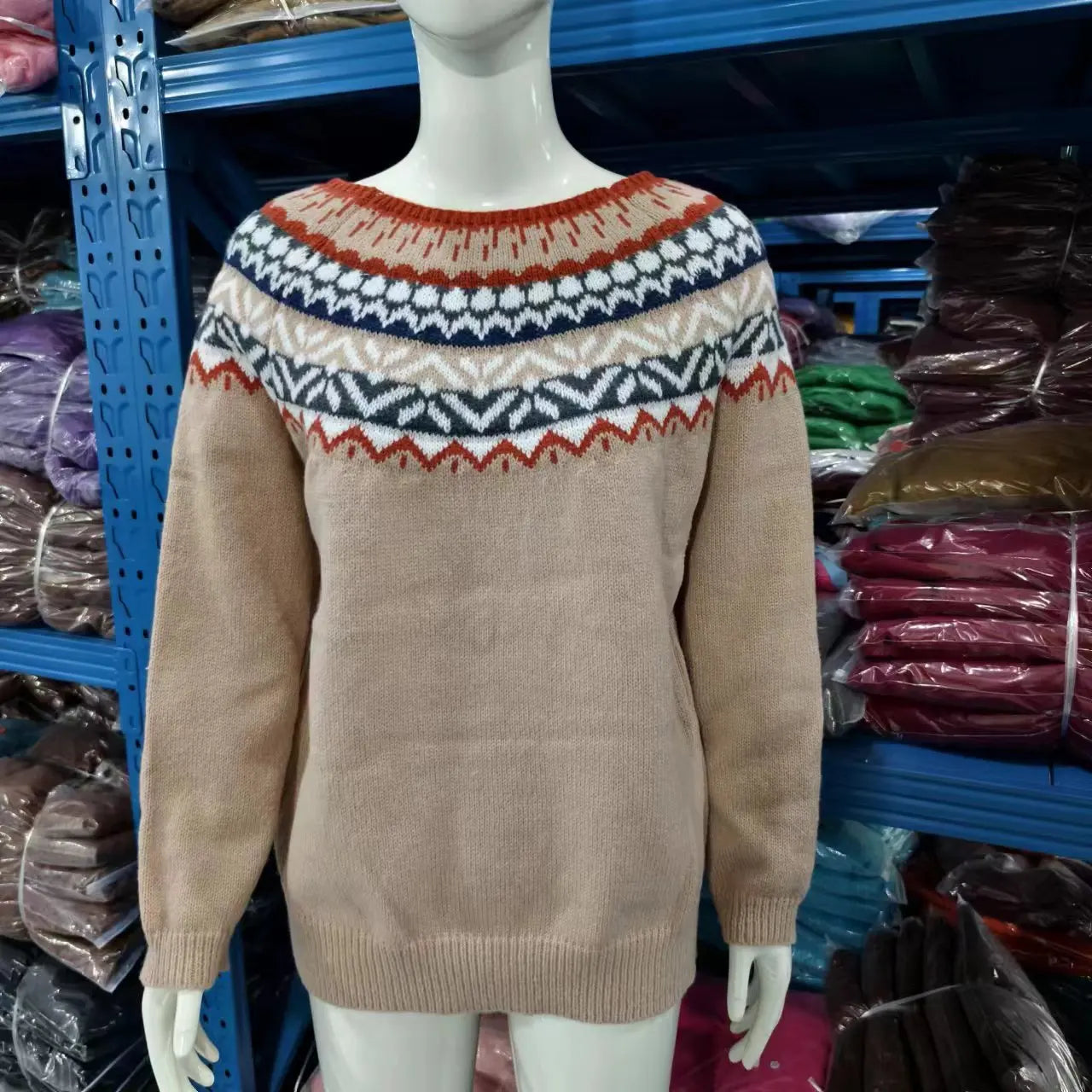 2025 Spring Knitted Women Sweater Print O-neck Long Sleeve Casual Loose Sweaters Female Winter Elegant Trendy Ladies Clothes