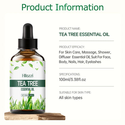 30ml/60ml/100ml plant 100% pure tea tree body care essential oil lasting light fragrance suitable for face, skin and body