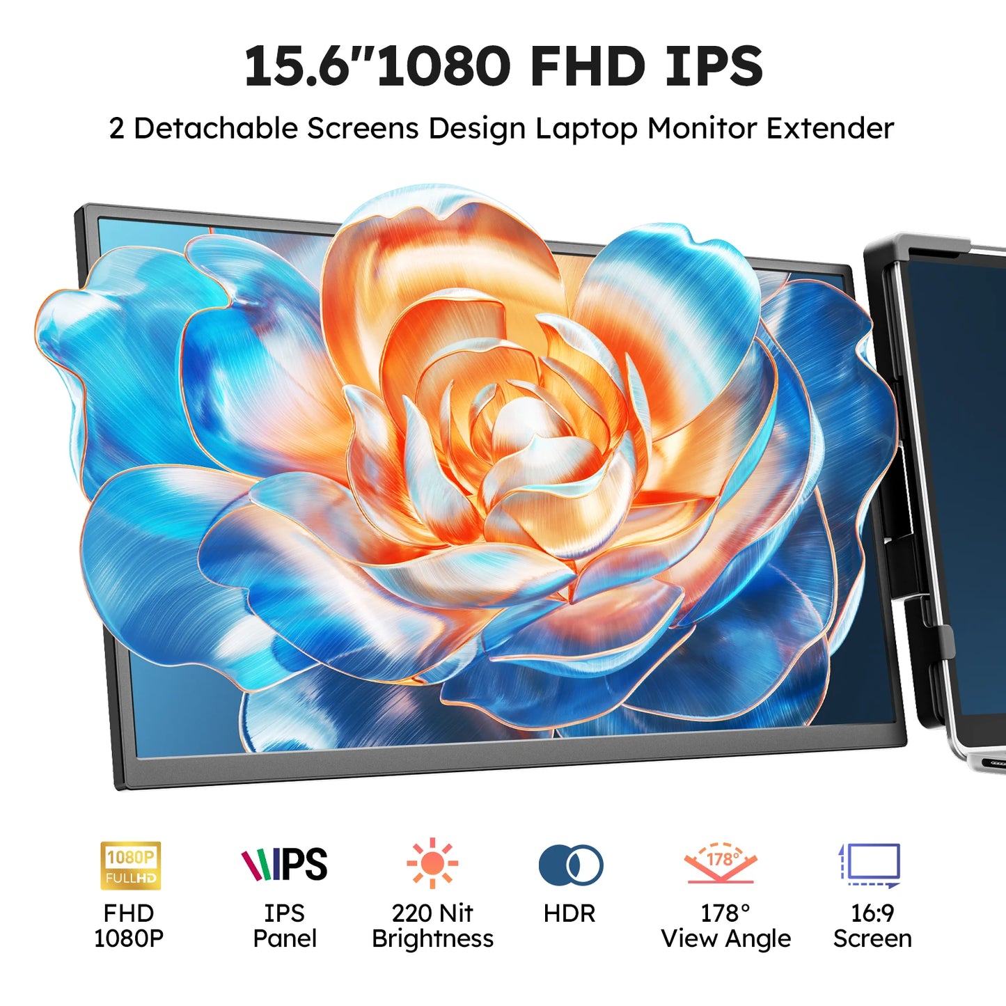 Dopesplay 15.6 inch Triple Screen Extender for Laptop Mini PC 1080 FHD IPS External Extension Portable Dual Monitor For MAC Wins