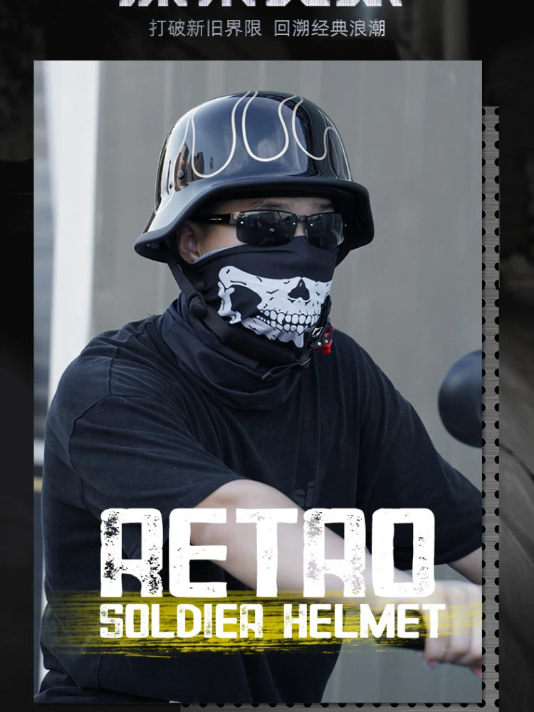 German Soldier Helmet Motorcycle for Harley Retro Half Helmet Motorcycle Helmet Summer 3C Certification Scoop Helmet Cruise Car