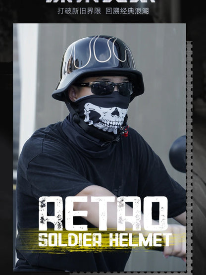 German Soldier Helmet Motorcycle for Harley Retro Half Helmet Motorcycle Helmet Summer 3C Certification Scoop Helmet Cruise Car