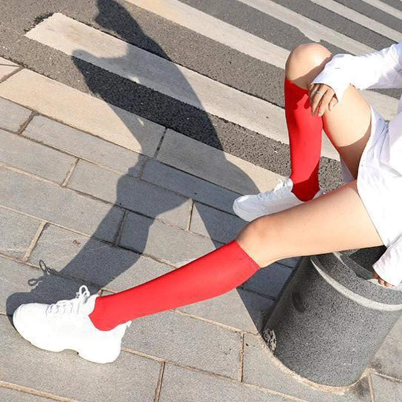 Women Skid-proof Knee Socks Winter Warm Comfortable Soft White Black Student Stockings Velvet Lengthening for Ladies