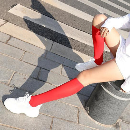 Women Skid-proof Knee Socks Winter Warm Comfortable Soft White Black Student Stockings Velvet Lengthening for Ladies