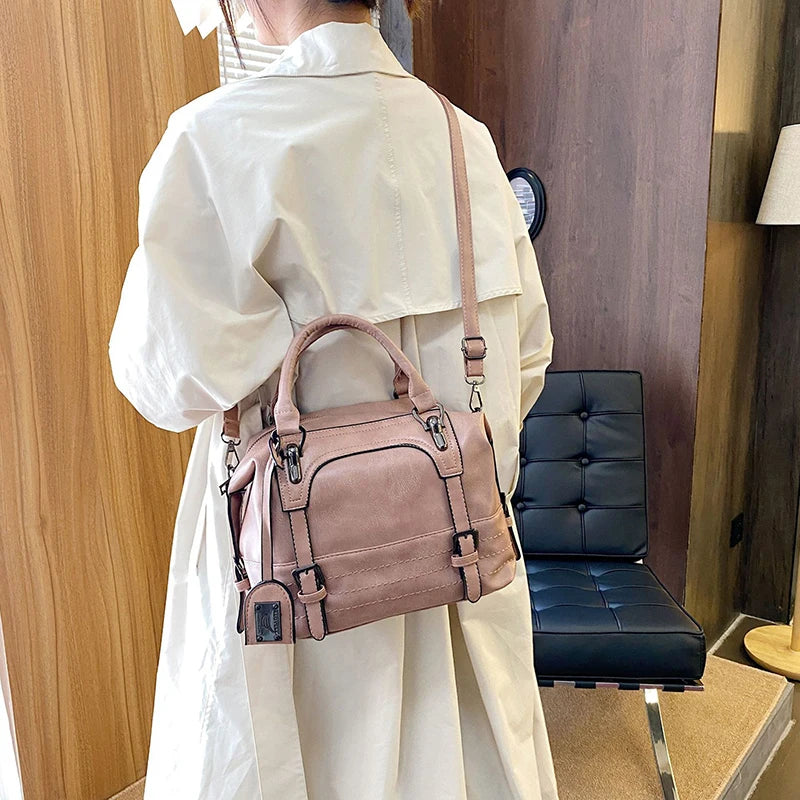 PU Leather Ladies Boston Shoulder Bags Luxury Women Tote Handbags High Quality Female Top Handle Messenger Crossbody Bags