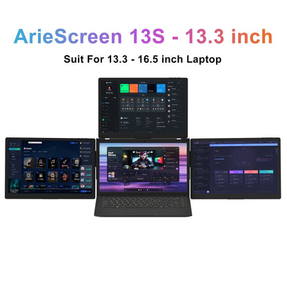 Adreamer ArieScreen13S Expansion Screen Laptop FHD Portable Tri-screen Monitor 3 Displays for 13.3-16 inch Laptop