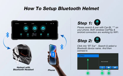 JMCQ 6.86'' Motorcycle DVR GPS Navigaton Wireless Carplay Android Auto Dash Cam IP67 Waterproof Dual Bluetooth Moto Monitor