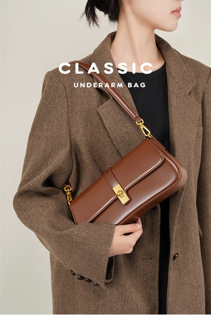 Toptrends Elegant Genuine Leather Underarm Shoulder Bags For Women 2025 Luxury Designer Crossbody Purses Saddle Ladies Handbags
