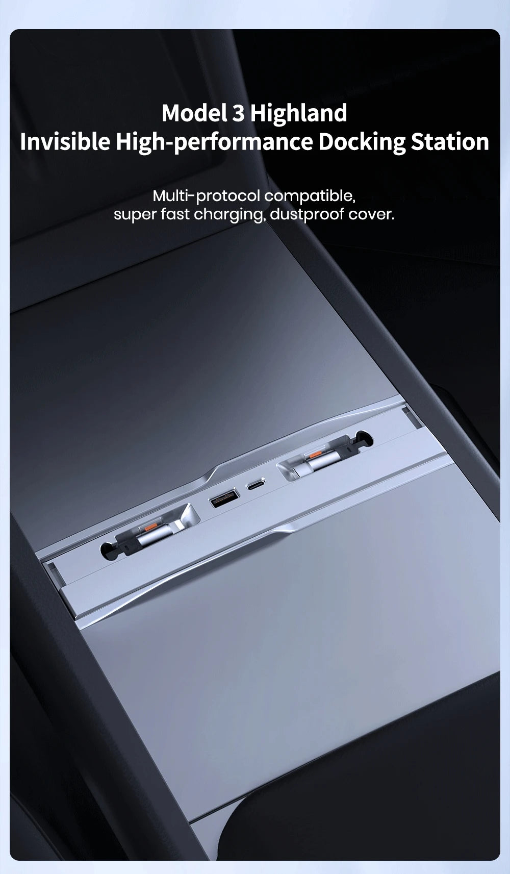 YZ For Tesla Model 3 Y Highland Juniper  Docking Station Fast Charger Intelligent Expansion Dock Central Control Charging Shunt