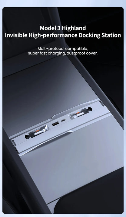 YZ For Tesla Model 3 Y Highland Juniper  Docking Station Fast Charger Intelligent Expansion Dock Central Control Charging Shunt