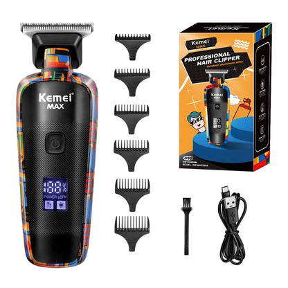 Kemei-5090 Digital Display Professional Barber Pusher For Men Hair Clipper Reciprocating Random Graffiti Pattern Electric