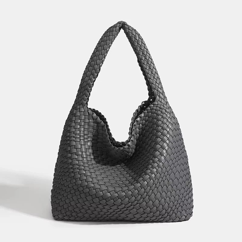 Women's Fashionable Woven PU Leather Tote Bag Shoulder Handbag Top-Handle Bag with Purse - Stylish Woven Bag Purses