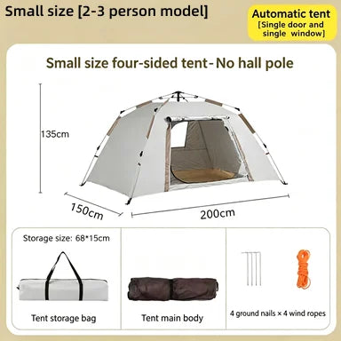 Foldable Portable Camping Tent Enhanced Ventilation Waterproof Wind & Rain Resistant With Storage Bag