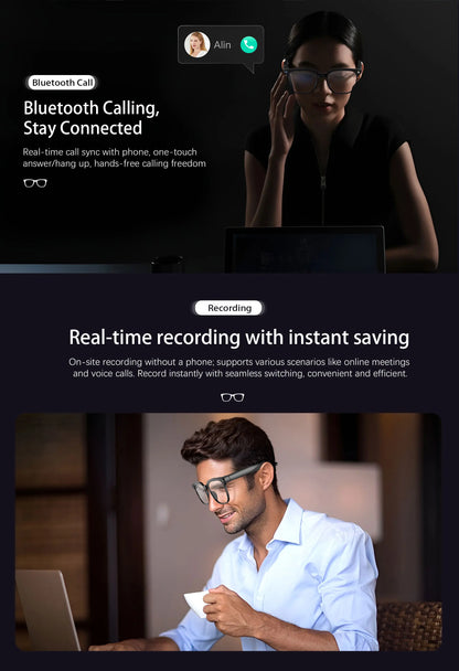 New AI Smart Glasses Camera 800W Bluetooth Sunglasses Women Photo Video Recording Dual Speaker Music Playback Smart Glasses Men