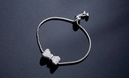 ZAKOL Fashion Bow Zirconia Crystal  Adjustable Bracelet & Bangle for Women Brilliant CZ Party Jewelry