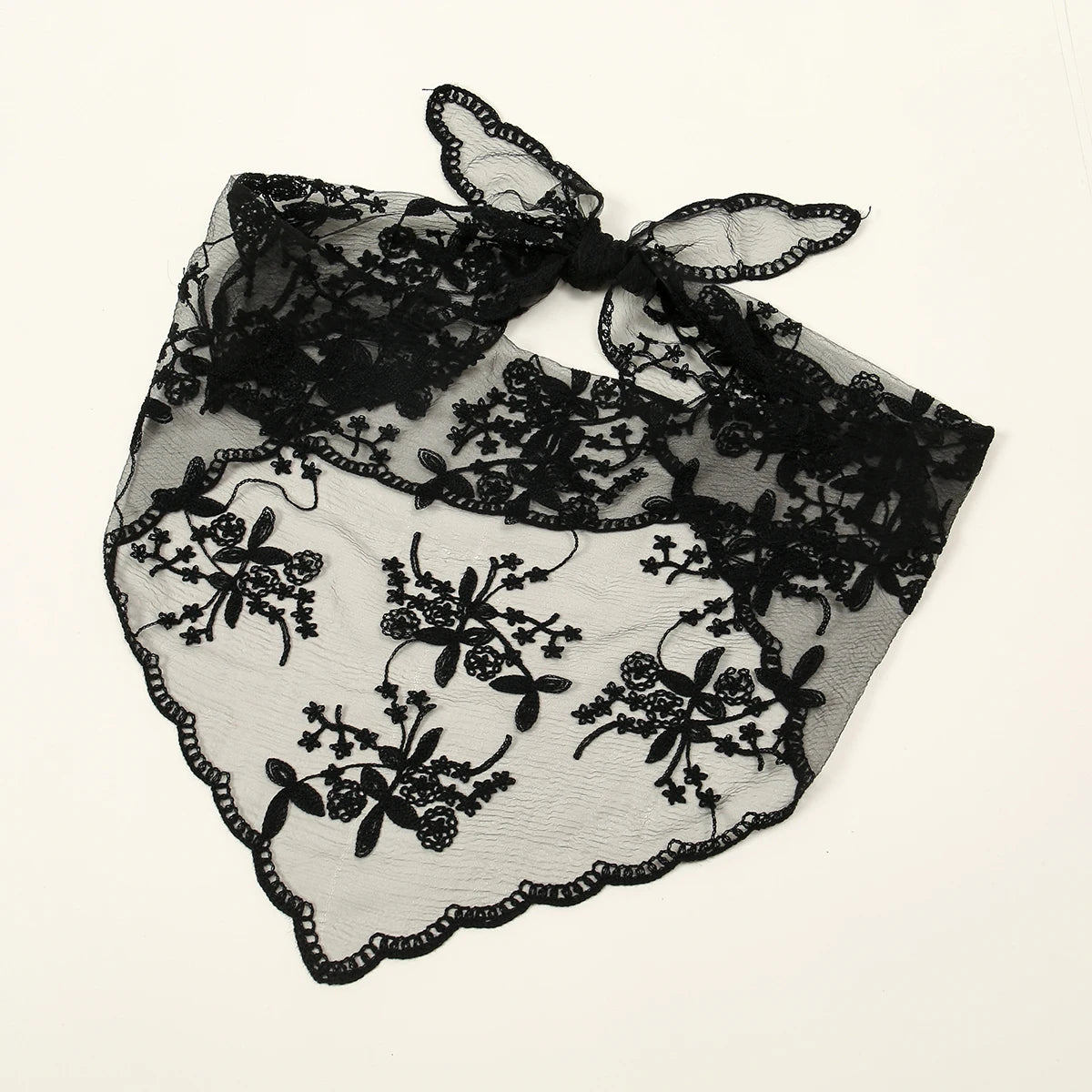 Wholesale French Lace Triangle Scarf Embroidered Flower Lace Scarf Small Shawl Crochet Head Scarf Headwraps Bandana For Women
