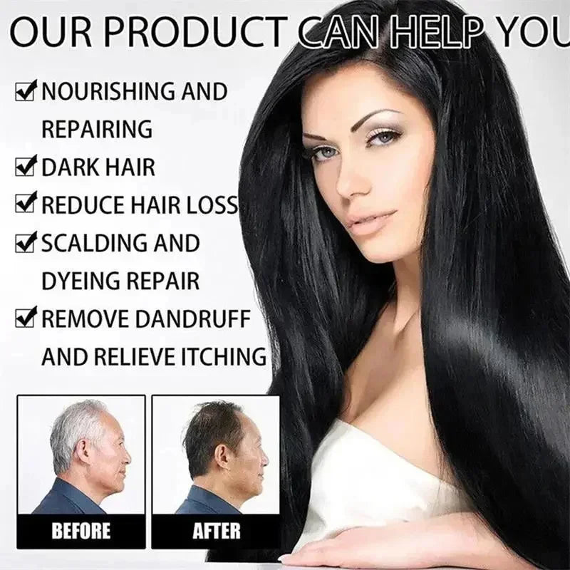 Natural Herbal Hair Dye Shampoo 3 in 1 Hair Color Shampoo Non-irritating Lasting Repair Nourish Gray White Hair Care Women Men
