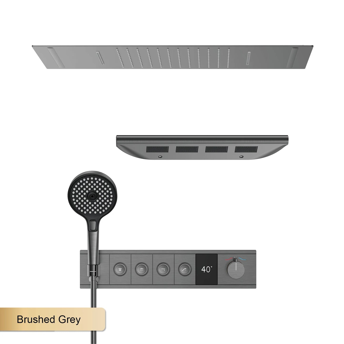 Ceiling Mounted LED Digital Display Thermostatic Shower System.Embedded waterfall style brass bathroom mixer for hot&cold water