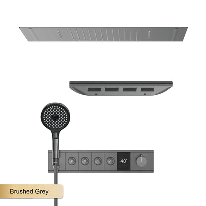 Ceiling Mounted LED Digital Display Thermostatic Shower System.Embedded waterfall style brass bathroom mixer for hot&cold water