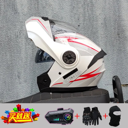 ORZ new motorcycle helmet with dual sunshades full face racing Bluetooth modular flip helmet for men and women DOT approval