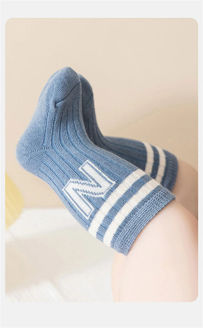 3Pair/Lot Baby Socks Knit Soft Letter Socks Baby Middle Tube Stockings Long Socks for Infant Toddler Boys Baby Girl Accessories