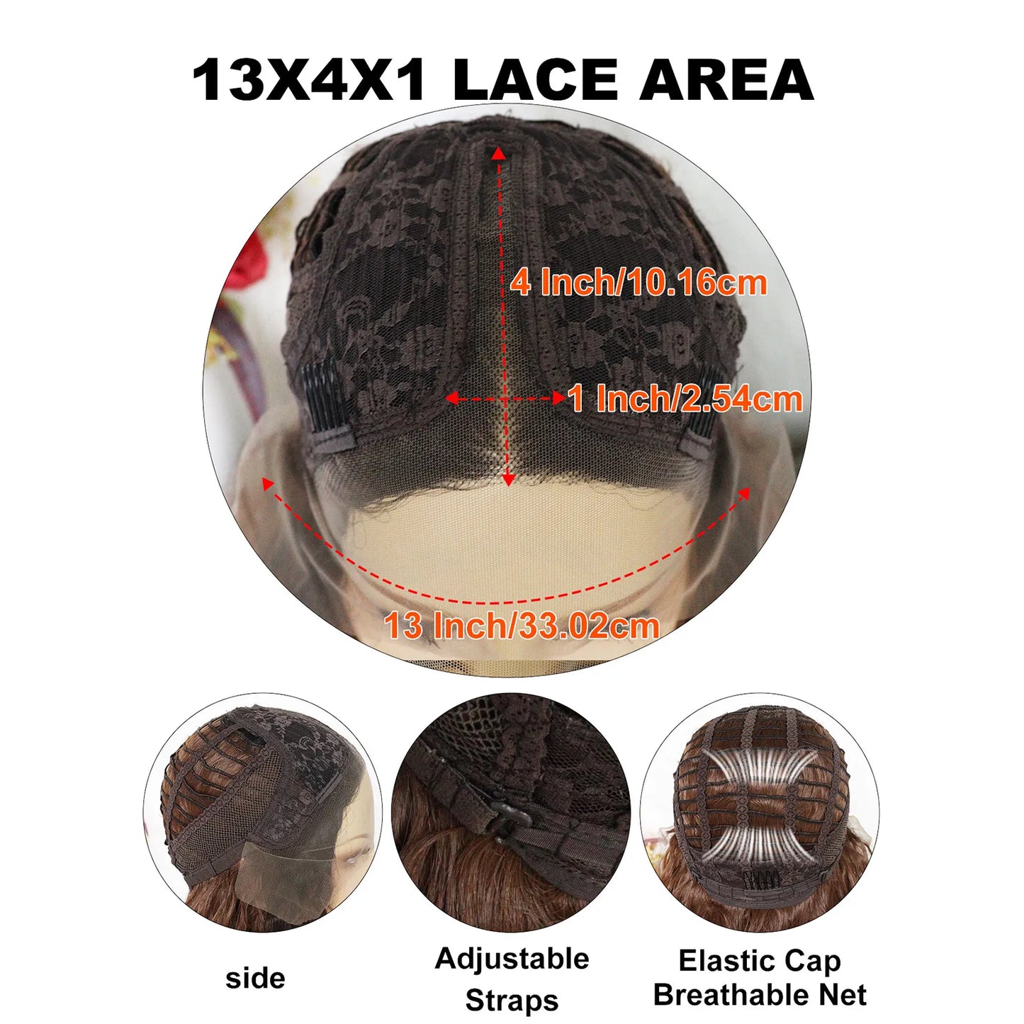 13*4*1 Lace Front Wig Ombre Brown Long Curly Synthetic Wig for Women Heat Resistant Hair Daily Party Cosplay