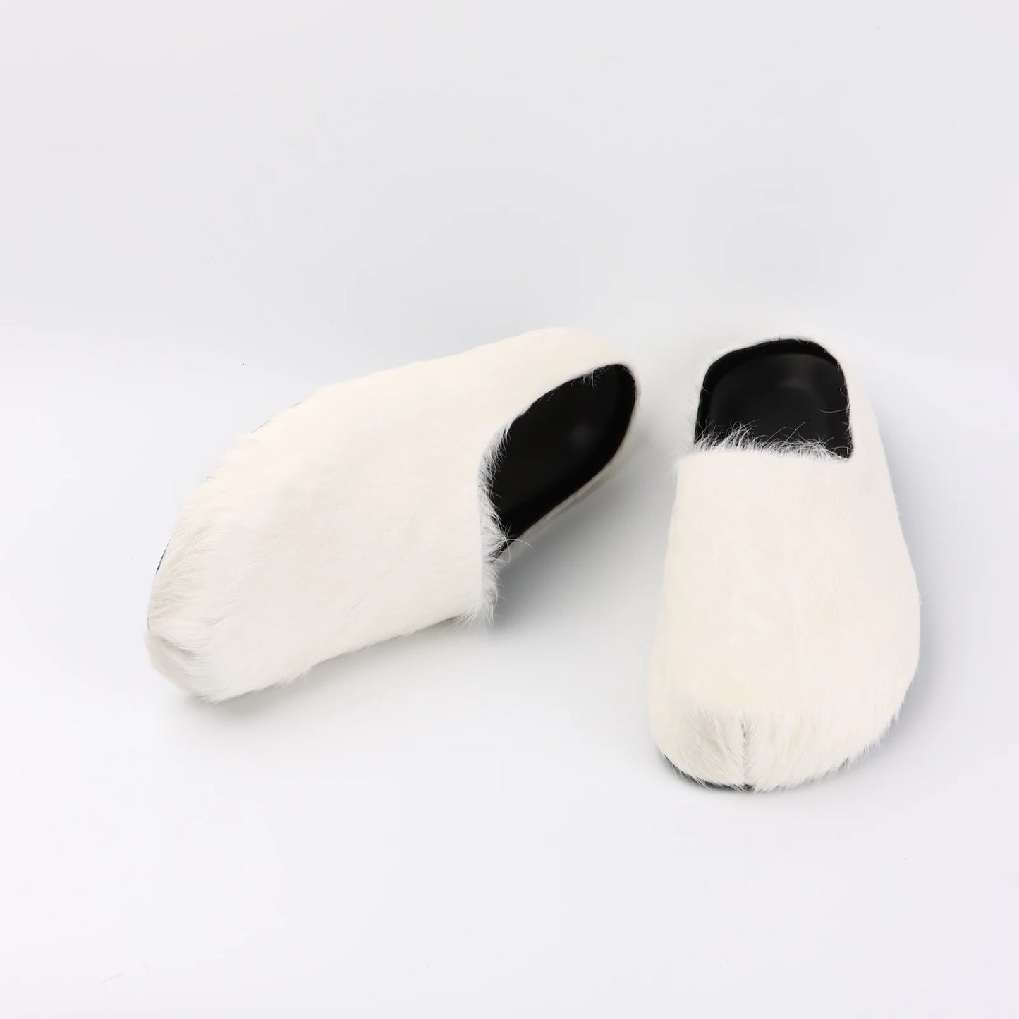 2026 Horsehair Italy Real Leather Slides fur Slippers Women Mule Runway Flats Thick Sole Leisure Luxury Designer Shoes