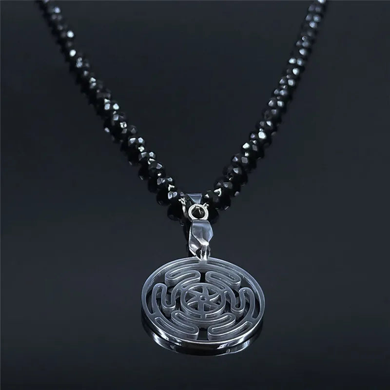 Hekate Wheel Stainless Steel Necklaces Pendants Strophalos Hecate Magic Symbol Logo Charm PIN colier femme Jewelry N172502