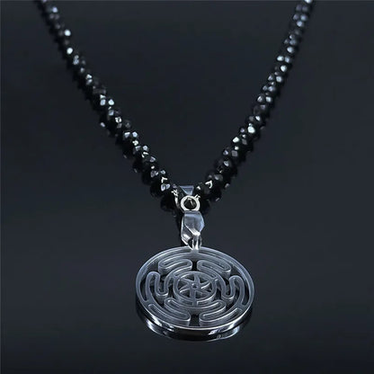 Hekate Wheel Stainless Steel Necklaces Pendants Strophalos Hecate Magic Symbol Logo Charm PIN colier femme Jewelry N172502