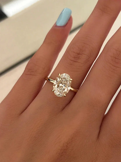925 Sterling Silve Gorgeous Shiny 1-8CT Zircon Oval Stone Ring For Women Engagement Wedding Luxury High Quality Fine Jewelry