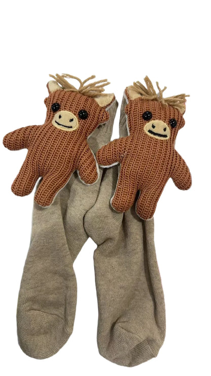 3D Knit Animal Socks Cute Floor Socks Hand Crocheted Double Layer Warm Sock with Cute Rabbit Panda Animals Christmas Gifts