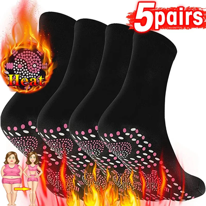 1/5pairs Tourmaline Heating Socks Winter Warm Thermal Health Care Socks Slimming Health Short Sock Magnetic Therapy Sock