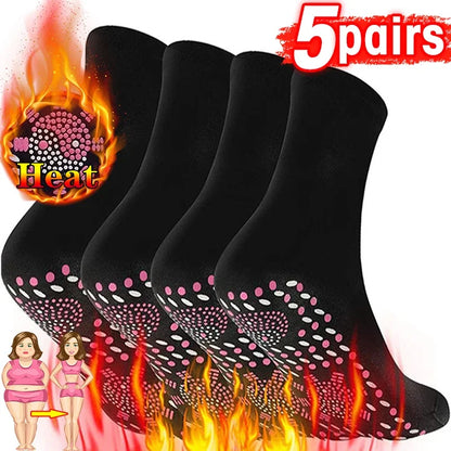 1/5pairs Tourmaline Heating Socks Winter Warm Thermal Health Care Socks Slimming Health Short Sock Magnetic Therapy Sock