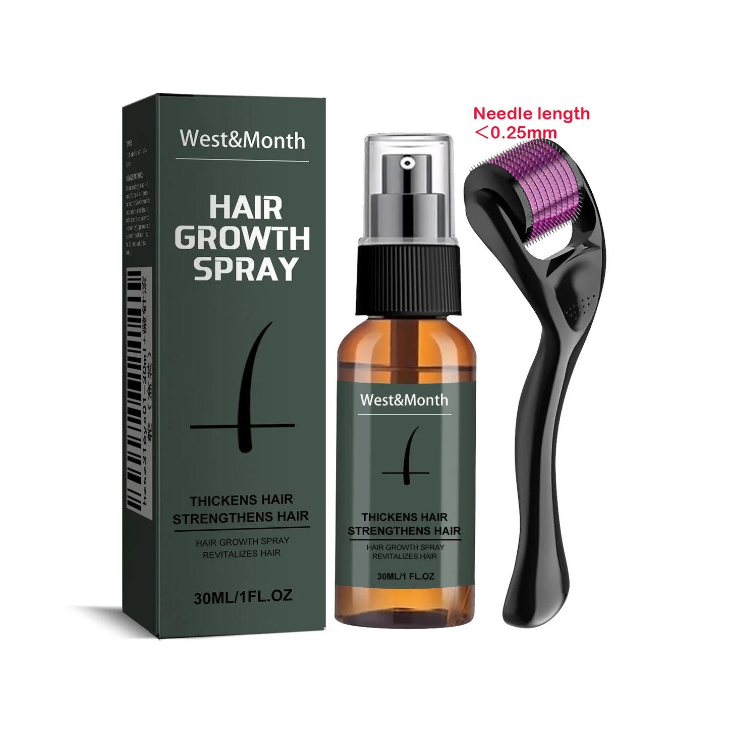 Men's Beard Growth Spray Kit with Micro Roller Moisturizing Thicken Facial Hair Beard Growth Essence Nourishing Spray Beard Care