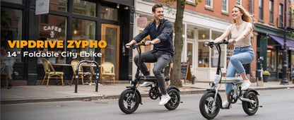 VIPDRIVE Zypho Adult Electric Bike, 500W peak motor, 36V 7.8Ah battery, 14"Tire Commuter E-Bike,20MPH,UL2849, 1-Year Warranty