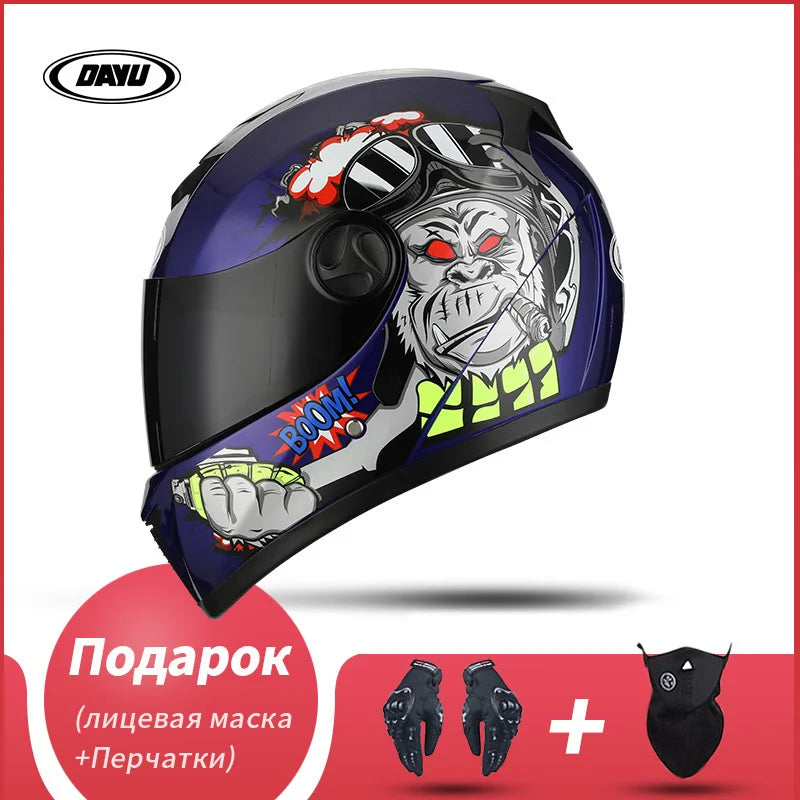 Motorbike Helmet  For Adults Motocross Helmets Casco Motorbike Helmet Full Face  Modular Dual Lens Double Visors