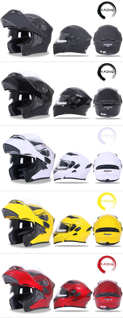 JIEKAI Motorcycle Flip Up Helmet Personality Horn Tail Motorbike Motocross Shark Moto Helmet Technology Design Full Face Casco