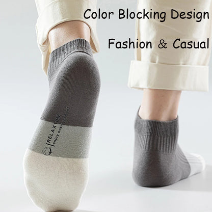 5 Pairs Men Cotton Ankle Socks Low Cut Breathable Comfortable Soft Thin Casual Sports Fashions Non-Slip Women Boat Short Socks